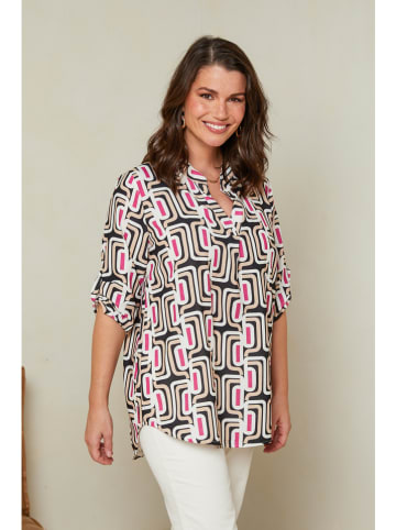 Curvy Lady Bluse in Schwarz/ Weiß