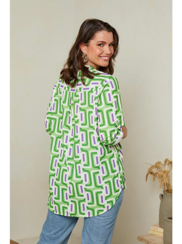 Curvy Lady Bluzka w kolorze zielono-białym
