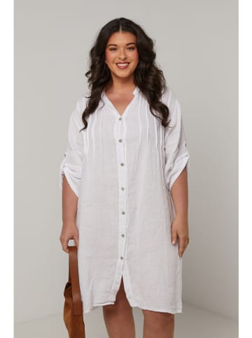 Curvy Lady Lniana sukienka w kolorze białym