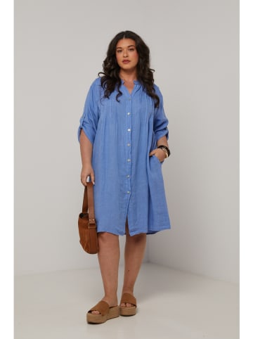 Curvy Lady Leinen-Kleid in Blau
