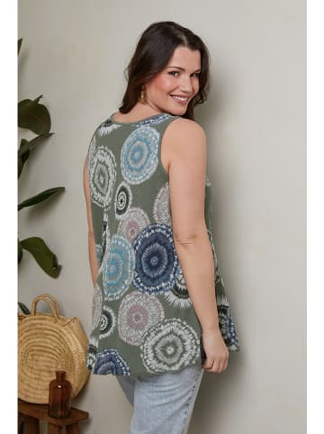 Curvy Lady Top in Grün/ Hellblau