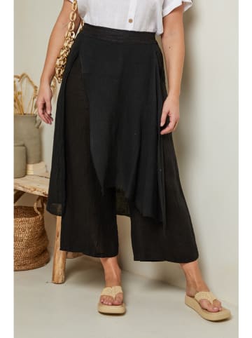 Curvy Lady Leinen-Hose in Schwarz