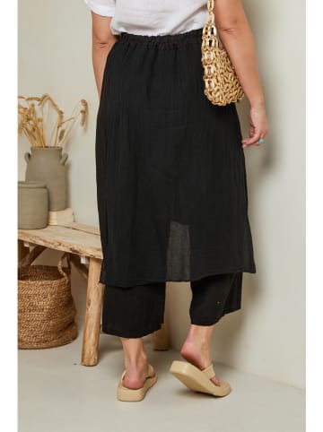 Curvy Lady Lniane spodnie w kolorze czarnym