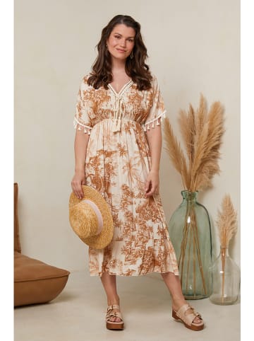 Curvy Lady Kleid in Camel/ Creme