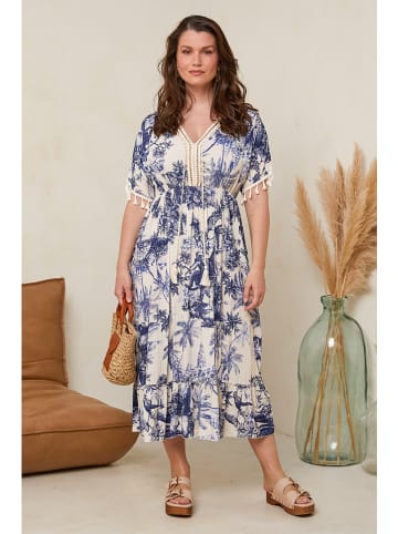 Curvy Lady Sukienka w kolorze granatowo-kremowym