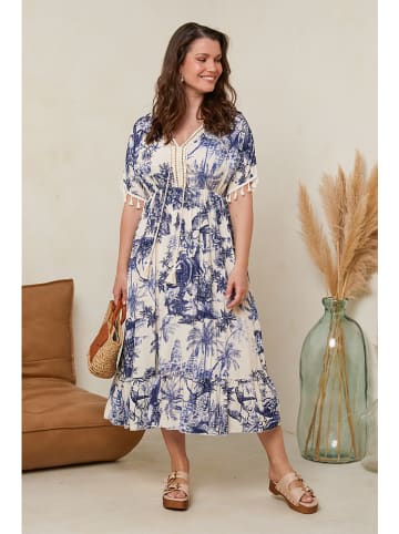 Curvy Lady Kleid in Dunkelblau/ Creme