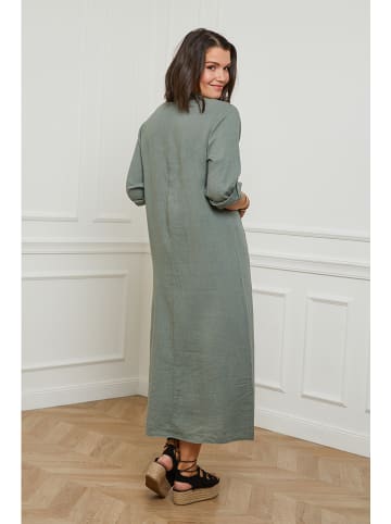 Curvy Lady Leinen-Kleid in Khaki