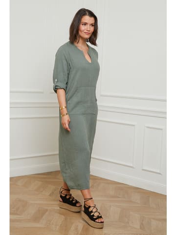 Curvy Lady Leinen-Kleid in Khaki