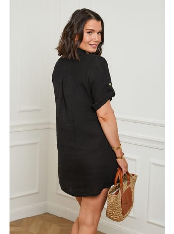 Curvy Lady Lniana sukienka w kolorze czarnym