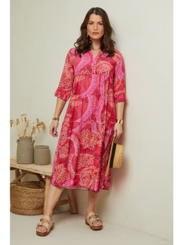 Curvy Lady Kleid in Pink/ Bunt