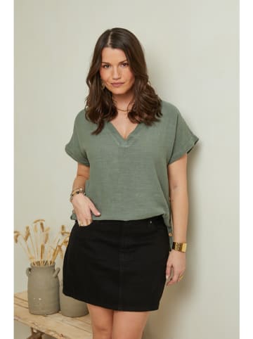 Curvy Lady Leinen-Shirt in Khaki