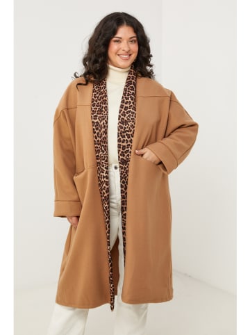 Curvy Lady Übergangsmantel in Hellbraun