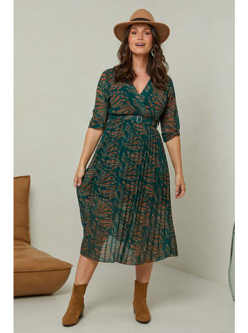 Curvy Lady Kleid in Grün/ Braun