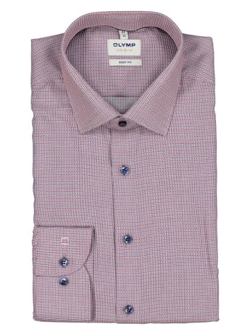 OLYMP Hemd "Level 5" - Body fit - in Dunkelrot/ Weiß
