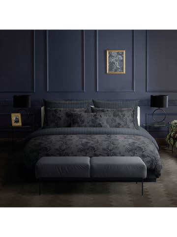 maison héritage PARIS 2er-Set: Satin-Kissenbezüge "Jardin Botanique" in Dunkelgrau