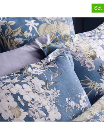maison héritage PARIS 2er-Set: Satin-Kissenbezüge "Hortensia" in Blau
