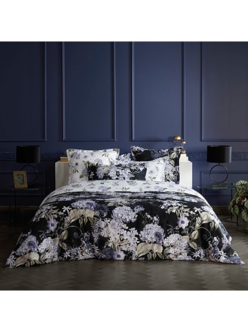 maison héritage PARIS Satin-Bettwäsche-Set "Hortensia" in Dunkelblau/ Weiß