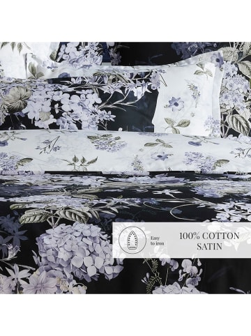 maison héritage PARIS Satijnen beddengoedset "Hortensia" donkerblauw/wit