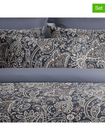 maison héritage PARIS 2er-Set: Satin-Kissenbezüge "Indienne" in Grau/ Taupe