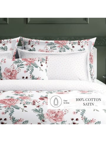 maison héritage PARIS Satijnen beddengoedset wit/lichtroze