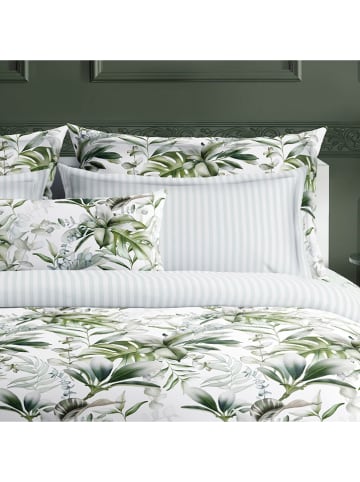 maison héritage PARIS Satin-Bettwäsche-Set "Jardin Exotique" in Weiß/ Grün