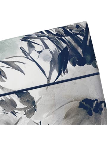 maison héritage PARIS Satin-Bettlaken "Erodium" in Dunkelblau/ Grau