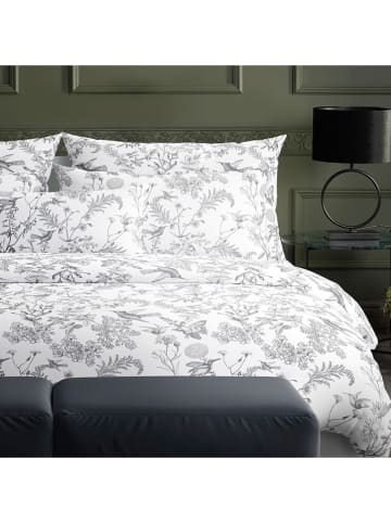 maison héritage PARIS Satin-Bettwäsche-Set "Colibri" in Weiß/ Grau