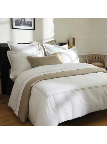 maison héritage PARIS Satin-Bettwäsche-Set "Paris" in Weiß/ Taupe