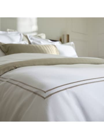 maison héritage PARIS Satin-Bettwäsche-Set "Paris" in Weiß/ Taupe