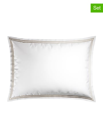 maison héritage PARIS 2-delige set: satijnen kussenslopen "Paris" wit/taupe