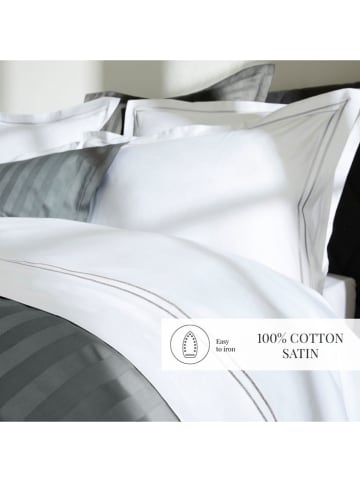 maison héritage PARIS Satin-Bettwäsche-Set "Paris" in Weiß/ Grau