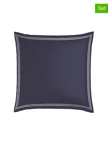 maison héritage PARIS 2-delige set: satijnen kussenslopen "Paris" donkerblauw/wit