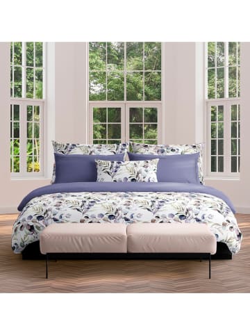 maison héritage PARIS Satin-Bettwäsche-Set "Eucalyptus" in Weiß/ Lila