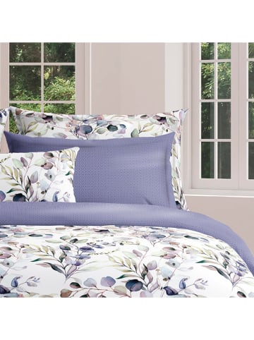 maison héritage PARIS Satin-Bettwäsche-Set "Eucalyptus" in Weiß/ Lila