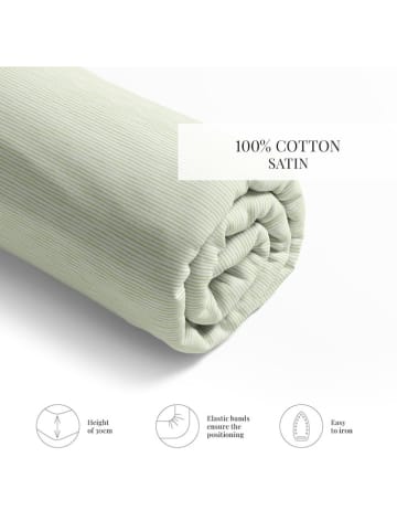 maison héritage PARIS Satynowe prześcieradło w kolorze zielonym na gumce