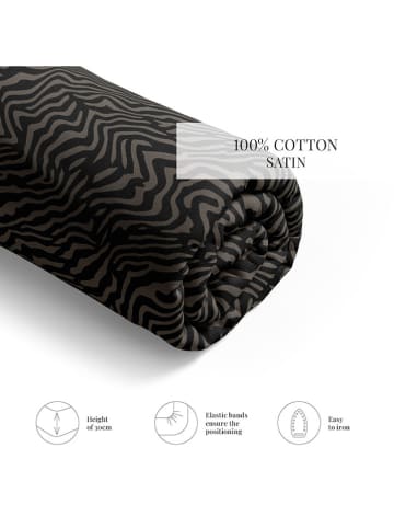 maison héritage PARIS Satin-Spannbettlaken "Cebra" in Braun