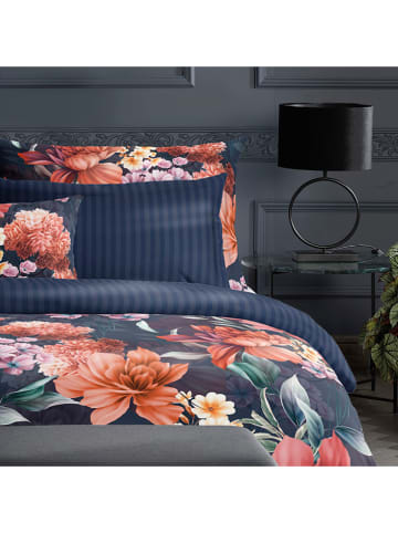 maison héritage PARIS Satin-Bettwäsche-Set "Fleur De Miel" in Dunkelblau/ Rot