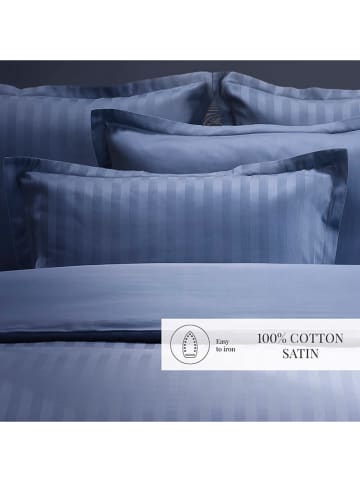 maison héritage PARIS 2-delige set: satijnen kussenslopen "Dobby" blauw