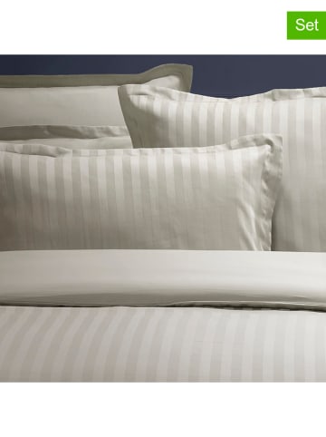 maison héritage PARIS 2-delige set: satijnen kussenslopen "Dobby" taupe