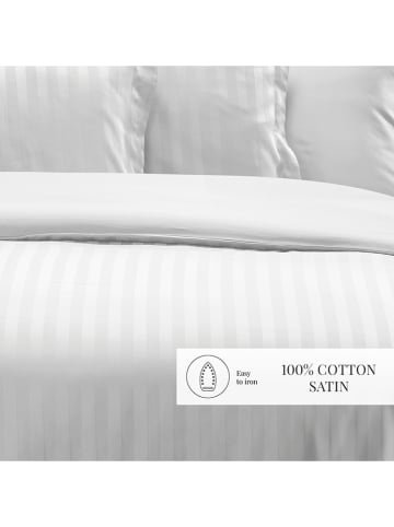 maison héritage PARIS Satin-Bettwäsche-Set "Dobby" in Weiß