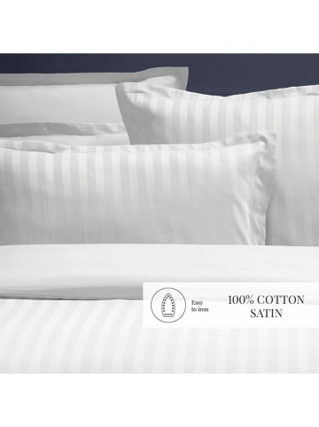 maison héritage PARIS 2er-Set: Satin-Kissenbezüge "Dobby" in Weiß