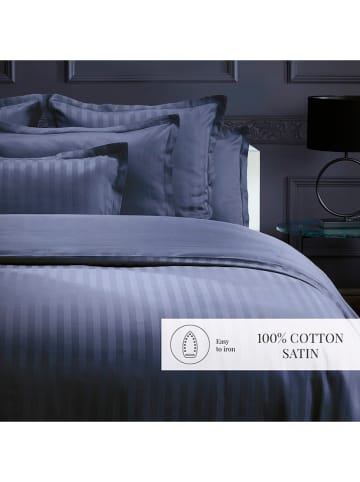 maison héritage PARIS Satin-Bettwäsche-Set "Dobby" in Dunkelblau