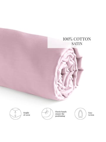 maison héritage PARIS Satin-Spannbettlaken in Rosa