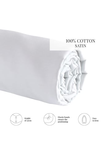 maison héritage PARIS Satin-Spannbettlaken in Weiß