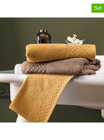 maison héritage PARIS Ręczniki (4 szt.) w kolorze musztardowym dla gości