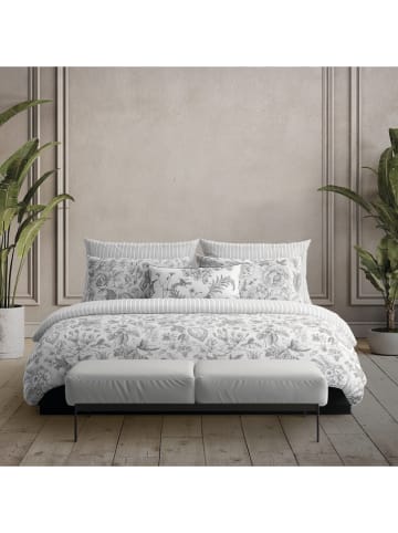maison héritage PARIS Satin-Bettwäsche-Set "Fleurs" in Weiß/ Grau