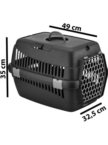 Paws&Whiskers Transportbox voor dieren zwart/rood - (B)49 x (H)35 x (D)32,5 cm