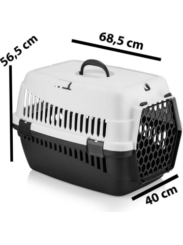 Paws&Whiskers Dierentransportbox zwart/lichtroze - (B)68,5 x (H)56,5 x (D)40 cm