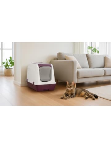 Paws&Whiskers Kattenbak paars/wit - (B)39,5 x (H)55 x (D)57 cm