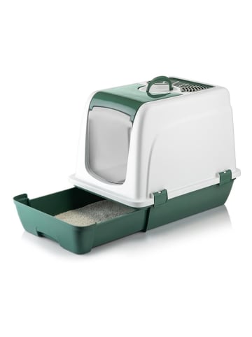 Paws&Whiskers Katzenklo in Weiß/ Grün - (B)39,5 x (H)47 x (T)55 cm